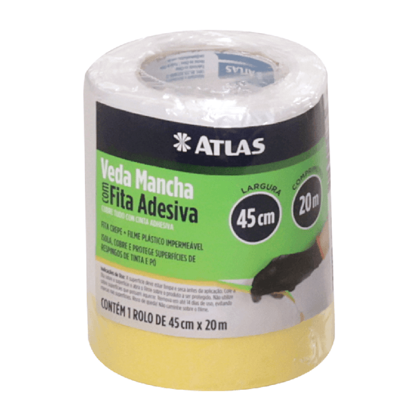 FILME MASCARAMENTO C FITA CREPE 45CMX20M ATLAS