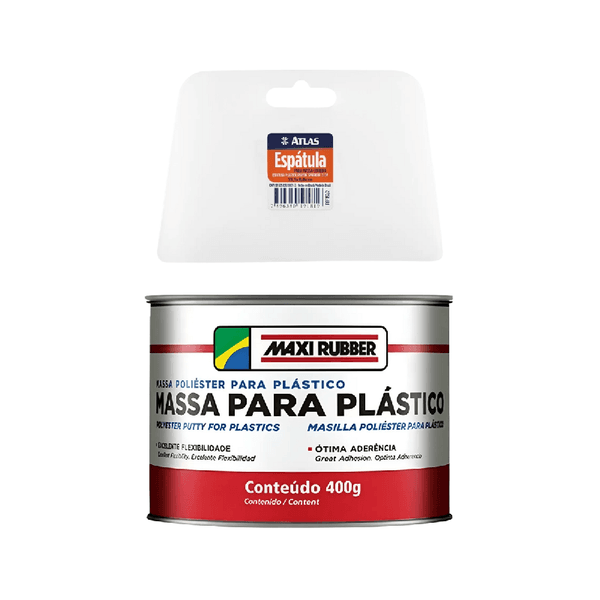 KIT MASSA POLIESTER PARA PLÁSTICO + ESPATULA