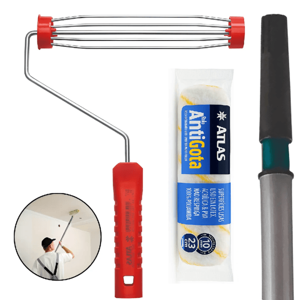 KIT CABO EXTENSOR 3MT + SUPORTE PARA ROLO + ROLO ANTI GOTA