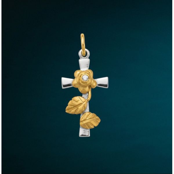 Pingente Mini Cruz Ouro com Brilhante