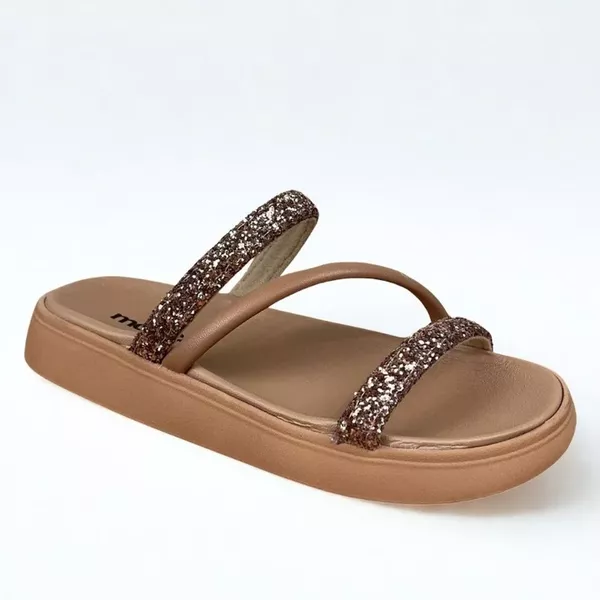 Papete Feminina Moleca Rose com Tiras em Brilho