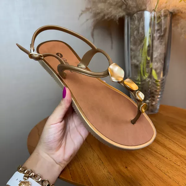 Rasteirinha Feminina Saltonela Pepita Dourada