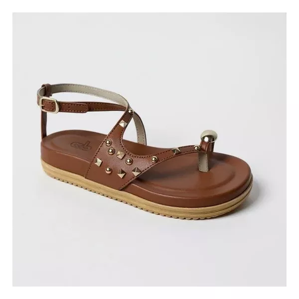 Papete Feminina A.B Caramelo com Aplicações Metalizadas