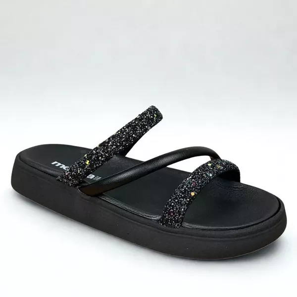 Papete Feminina Moleca Preta com Brilho