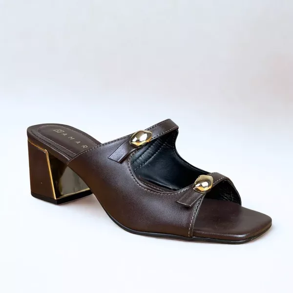 Tamanco Feminino Ramarim Marrom com Salto Bloco