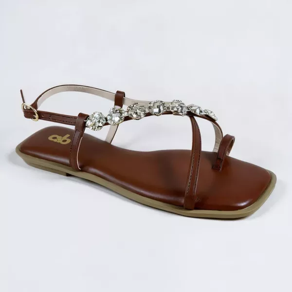 Rasteirinha Feminina A.B Marrom com Pedrarias
