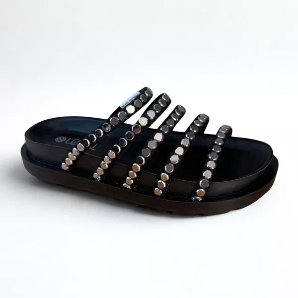 Papete Feminina Saltonela Preta com Pedrarias