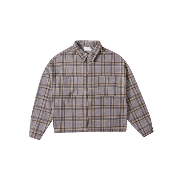 CHECK ZIP SHIRT - GRAY 