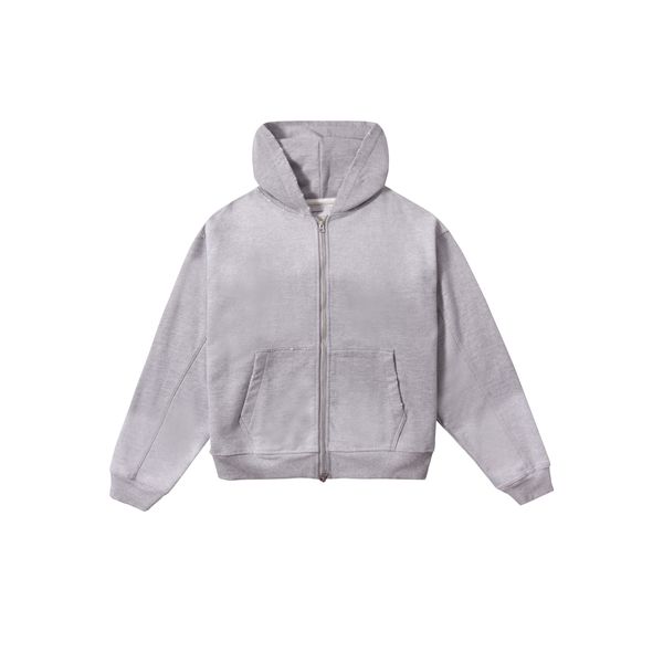 ZIPPED HOODIE - MIXED GRAY