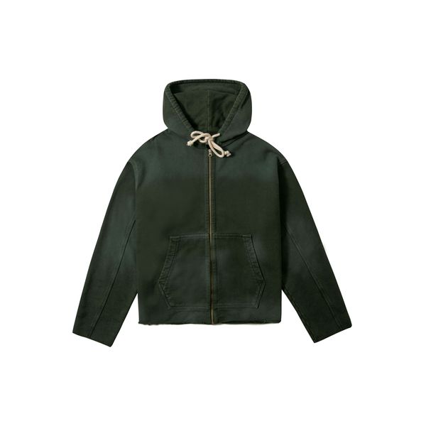 TRIM ZIPPED HOODIE - STONED GREEN