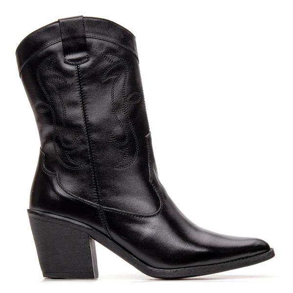 Bota Feminina Texana Western Cano Médio Aproprie Preta