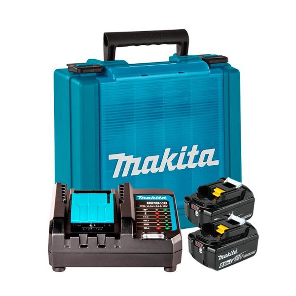 KIT 2 BATERIAS BL1850B + CARREGADOR DC18WC 18V COM MALETA - MAKITA 