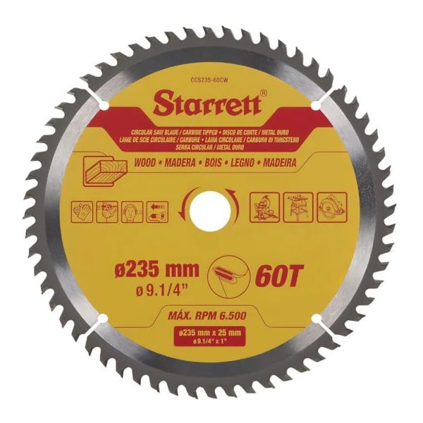 SERRA CIRCULAR METAL DURO PARA MADEIRA 235X60 9.1/4" CCS235-60CW - STARRETT 