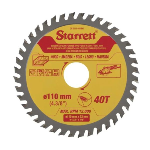 SERRA CIRCULAR METAL DURO PARA MADEIRA 110 X 40 4.3/8" CCS110-40BW - STARRETT