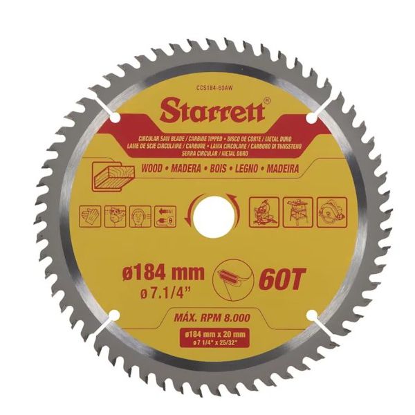 SERRA CIRCULAR METAL DURO PARA MADEIRA 184X 60 7.1/4" CCS184-60AW - STARRETT