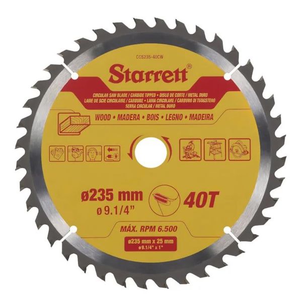 SERRA CIRCULAR METAL DURO PARA MADEIRA 235X40 9. 1/4 " CCS235-40CW - STARRETT