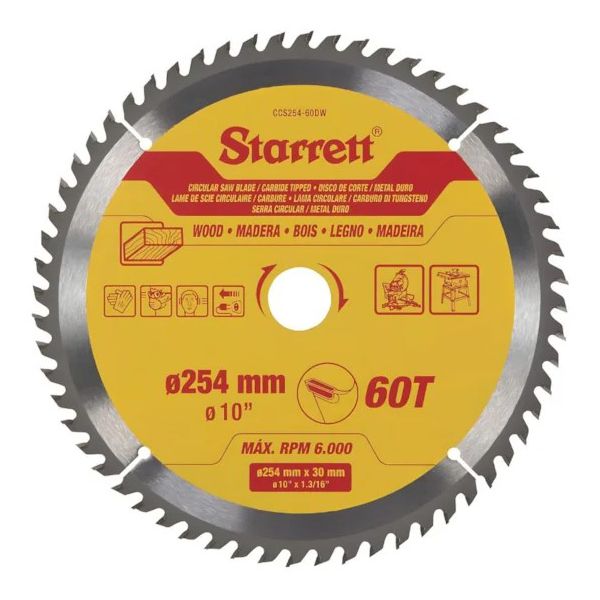 SERRA CIRCULAR METAL DURO PARA MADEIRA 254X 60 10" CCS254-60DW - STARRETT 