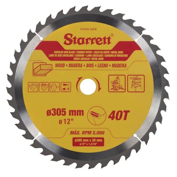 SERRA CIRCULAR METAL DURO PARA MADEIRA 305X40 12" CCS305-40DW - STARRETT