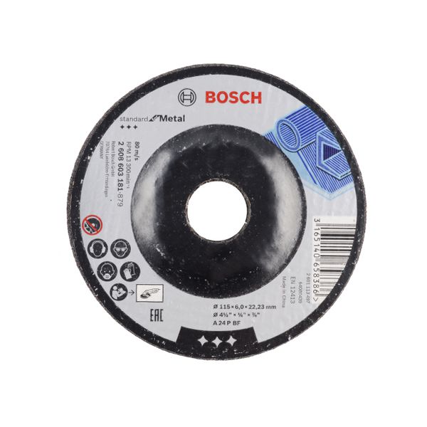 DISCO DESBASTE METAL 115X6,0 BOSCH STANDARD.