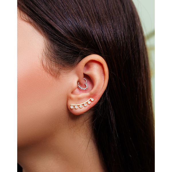Brinco Ear Cuff Zicônia Dourado