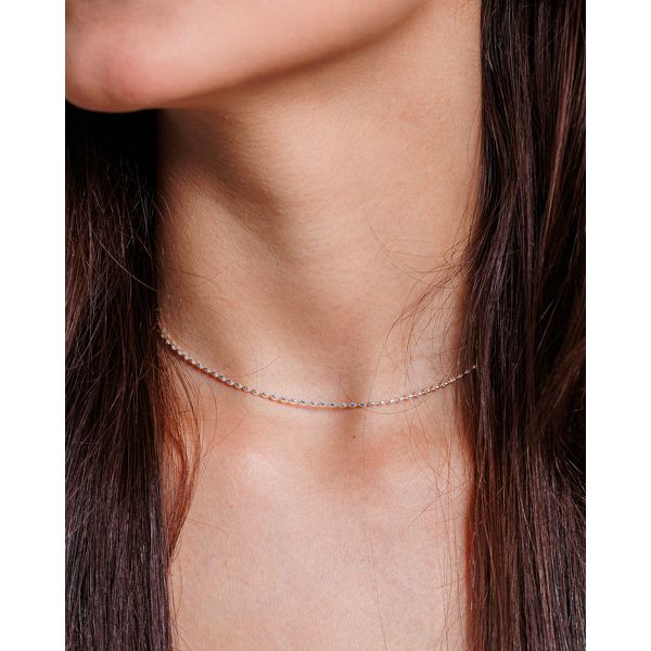 Choker Bola Achatada Folheada Prata
