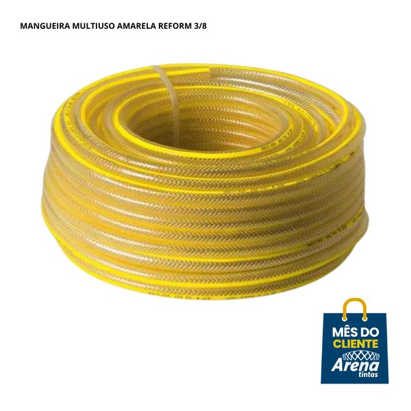 MANGUEIRA MULTIUSO AMARELA REFORÇADA 3/8 METRO