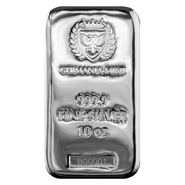 Germania Mint Silver Cast Bar Ag 999.9 - 10 oz