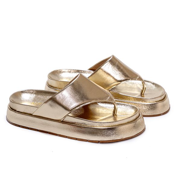 Sandália Fran Flatform de Dedo Dourada
