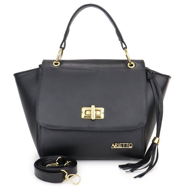 Bolsa Média Com Alça Mão e Transversal Livia Preta
