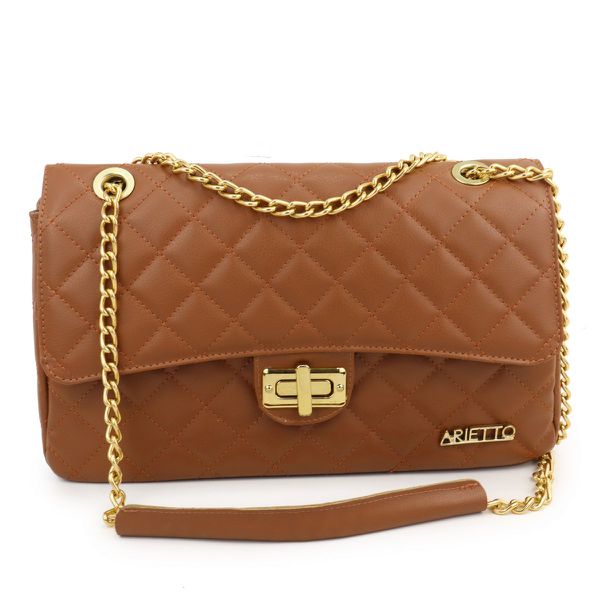 Bolsa Média Com Alça de Corrente Manu Caramelo