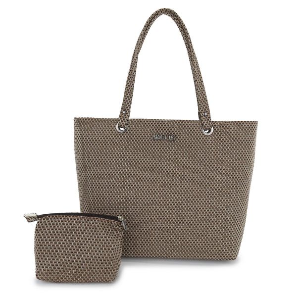 Bolsa Sacola de Praia Maresia Marrom com Bege