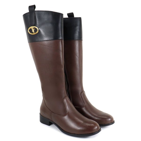 Bota Feminina em Couro Hipismo Montaria Cano Longo Marrom