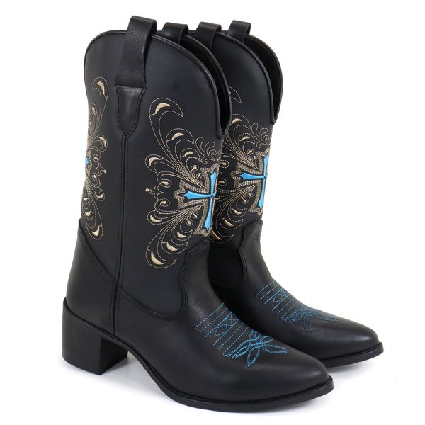 Bota Texana Bico Fino Charleston Preta