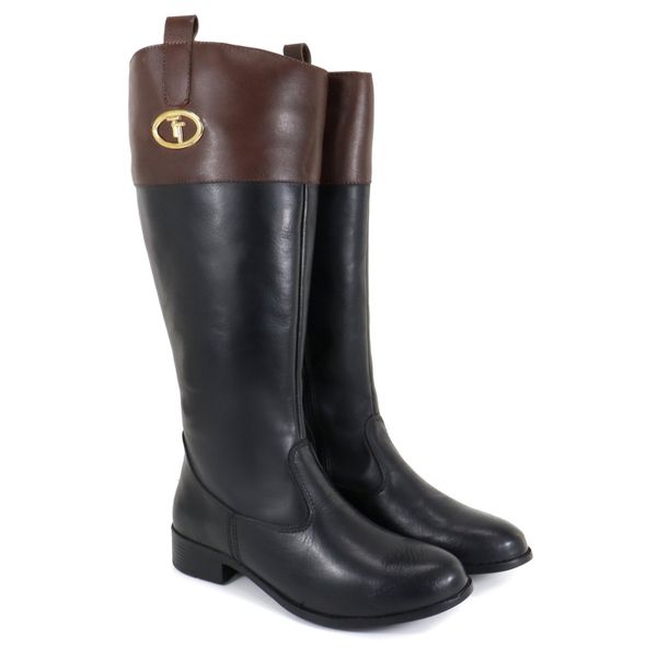 Bota Feminina em Couro Hipismo Montaria Cano Longo Preto