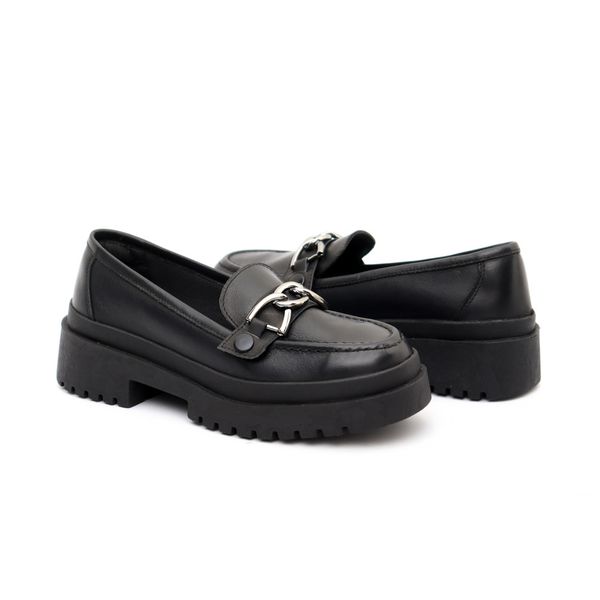 Mocassim Feminino em Couro Preto Com Fivela 5