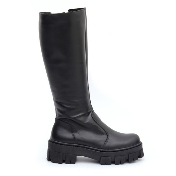 Bota Feminina Em Couro Montaria Cano Sola Tratorada Preta Arietto