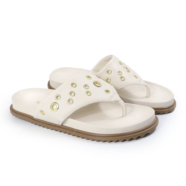 Papete Feminina de Dedo Marcela Sola Baixa Off White