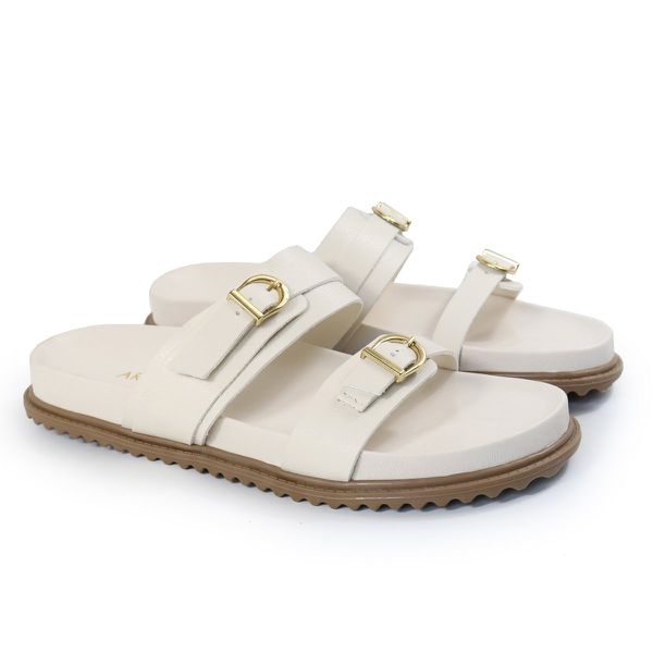 Papete Feminina Giovana Duas Tiras Sola Baixa Off White