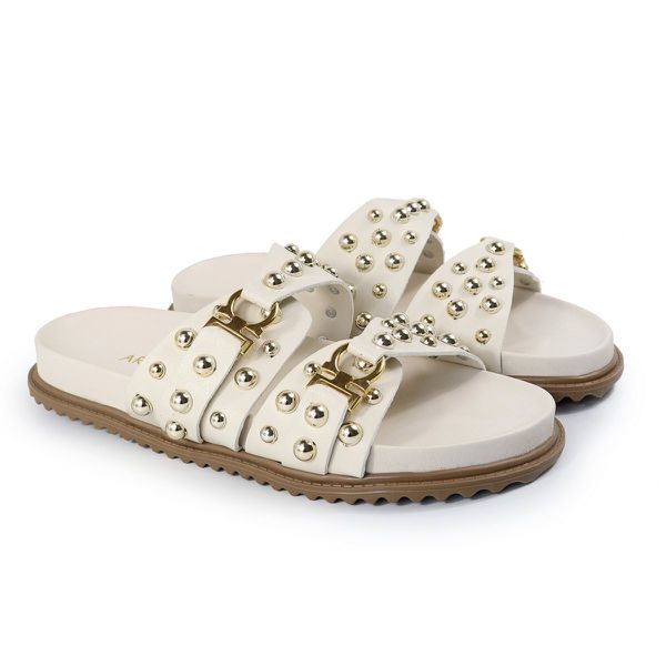 Papete Feminina Beatriz Sola Baixa Duas Tiras Off White