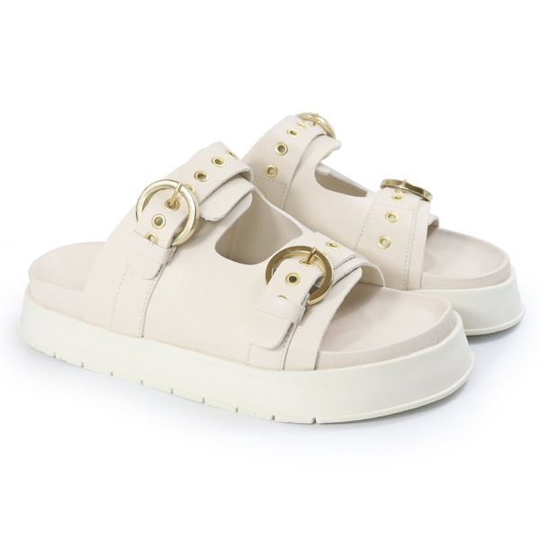 Papete Feminina Vitoria Duas Tiras Sola Alta Off White
