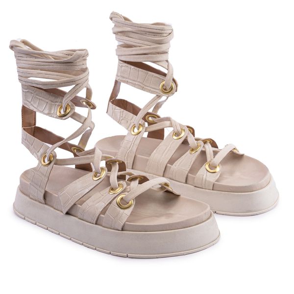 Sandalia Papete Zara Amarração Off White