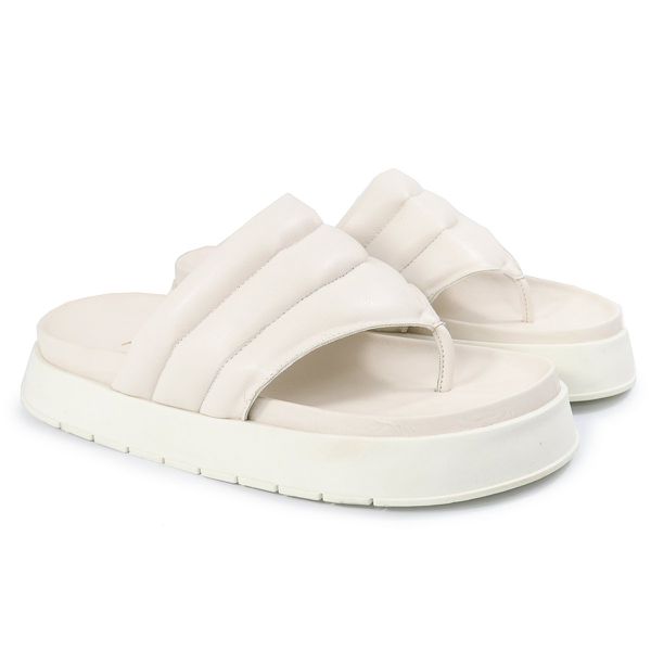Sandalia Papete de Dedo Sola Alta Leona Off White
