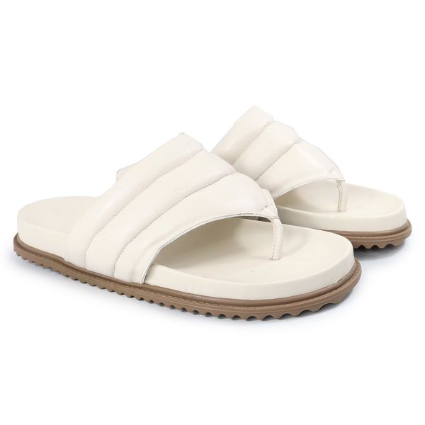 Sandalia Papete de Dedo Sola Baixa Leona Off White