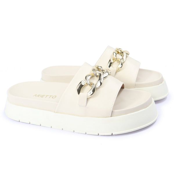 Papete Feminina Corrente Lucia Sola Alta Off White