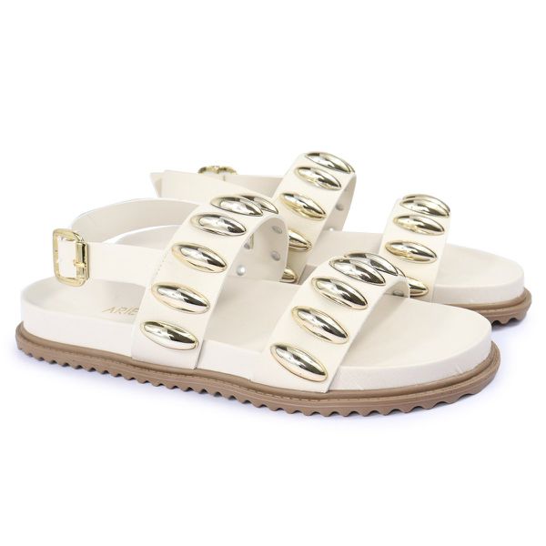 Sandalia Papete Sola Baixa Lara Off White