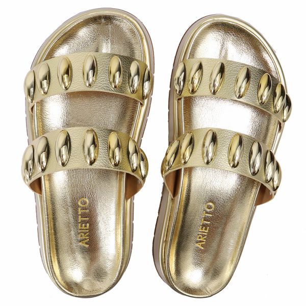 Sandalia Papete Sola Alta Isis Dourada Arietto