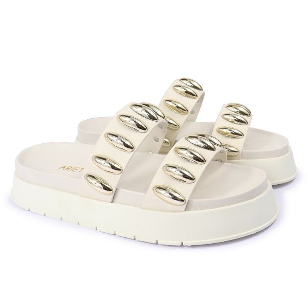 Sandalia Papete Sola Alta Isis Off White