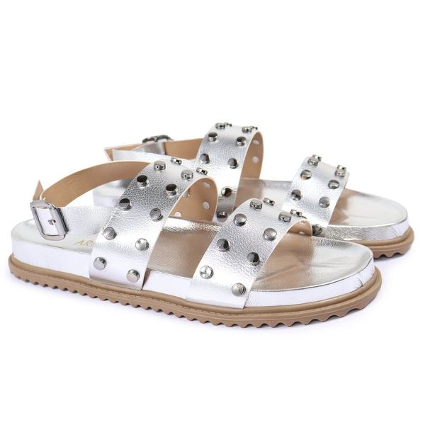 Sandalia Papete Sola Baixa Eloá Prata