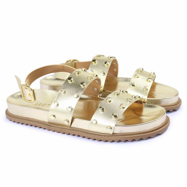 Sandalia Papete Sola Baixa Eloá Dourada
