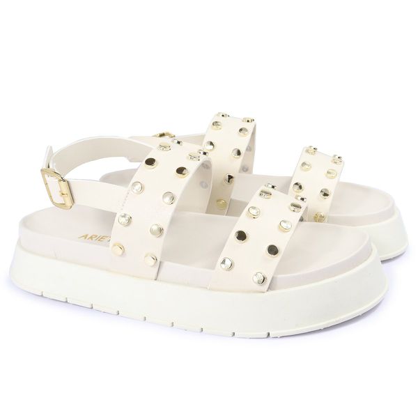 Sandalia Papete Sola Alta Eloá Off White